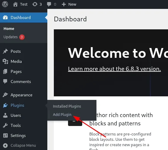WordPress Plugins Add New page